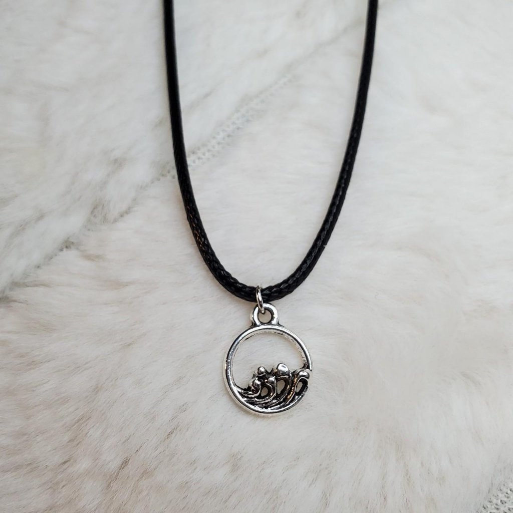 Tiny Intricate Wave Charm Necklace.